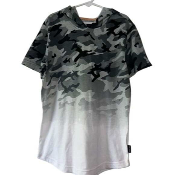 Ocean Current boys Camouflage Hooded T-Shirt S Gray & White - Picture 1 of 8